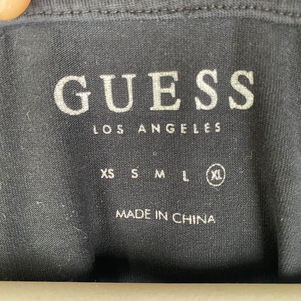 Guess Rhinestones T-shirt Woman's Extra Large Black Short Sleeve Tee - Picture 2 of 4